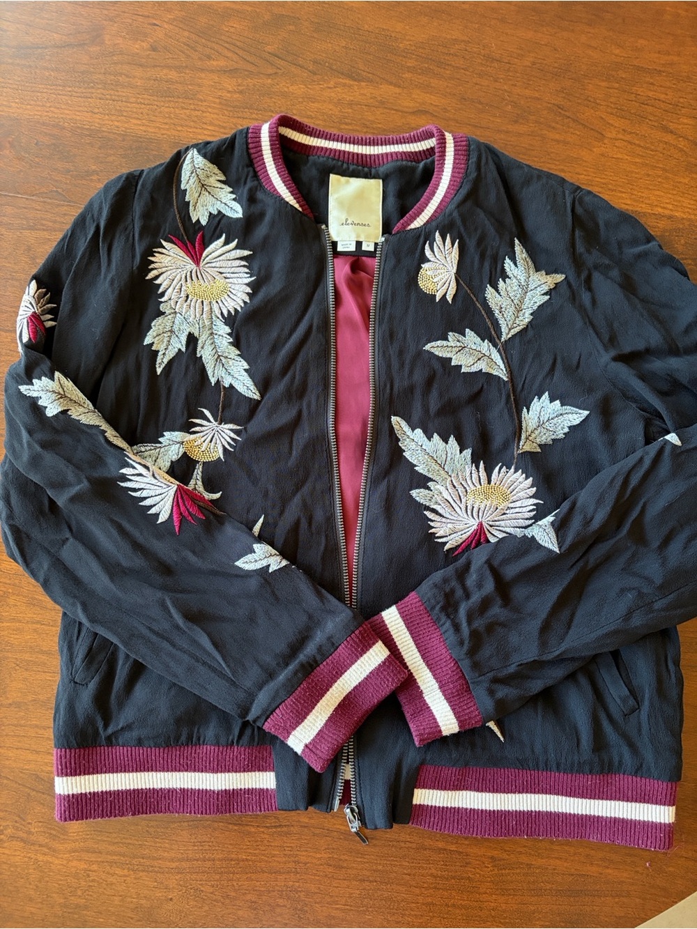 Anthropology Elevenses embroidered Solstice bomber